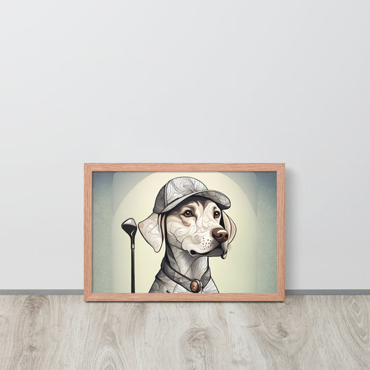 Framed poster-Labrador Retriever Golfer V22