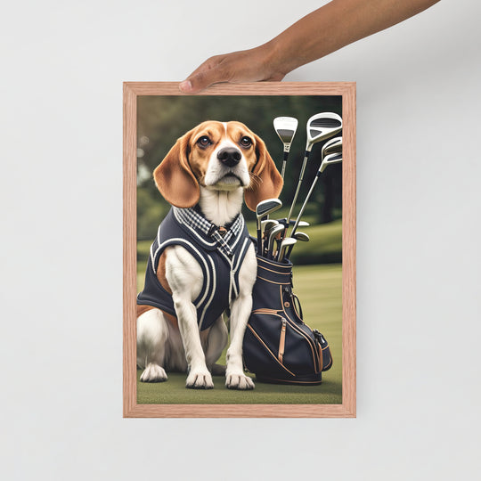 Beagle Golfer- Framed poster