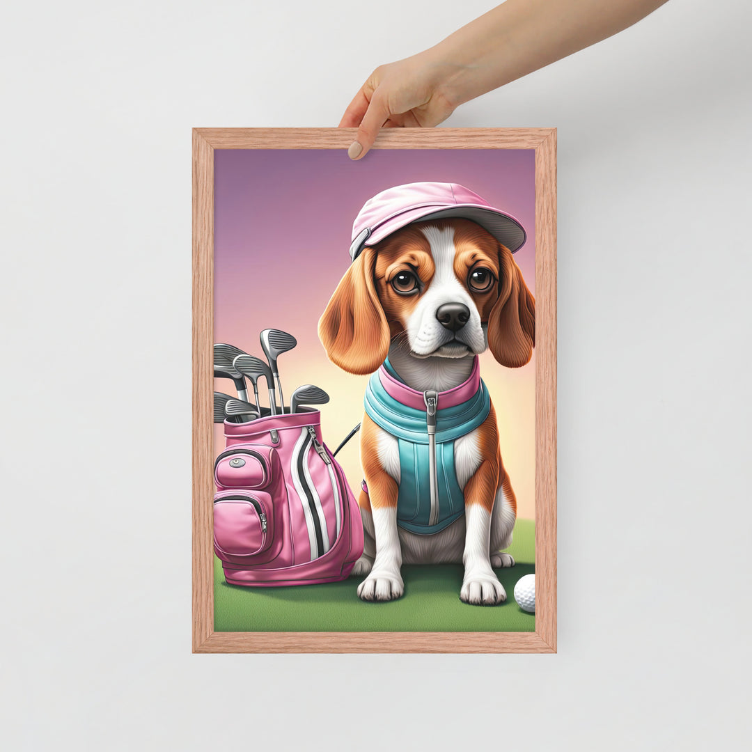 Beagle Golfer- Framed poster v3