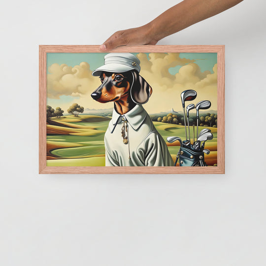 Dachshund Golfer- Framed poster v3