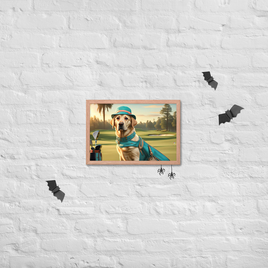 Framed poster-Labrador Retriever Golfer V12