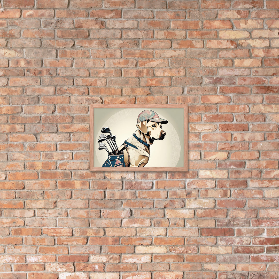 Framed poster-Labrador Retriever Golfer