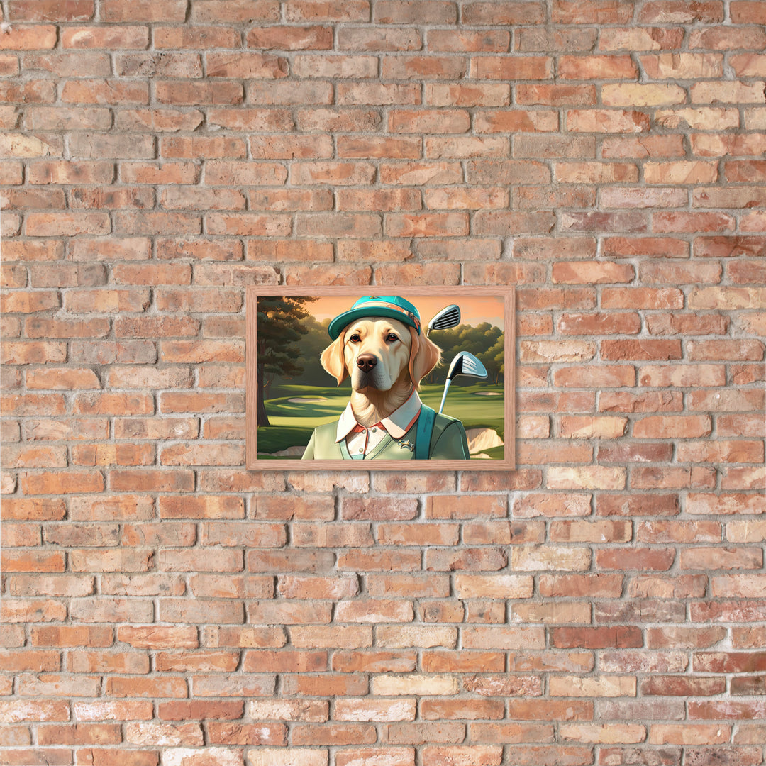 Framed poster-Labrador Retriever Golfer V14