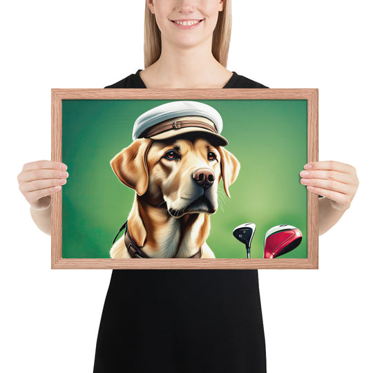 Framed poster-Labrador Retriever Golfer V3