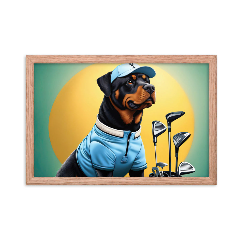 Rottweiler Golfer- Framed poster v2