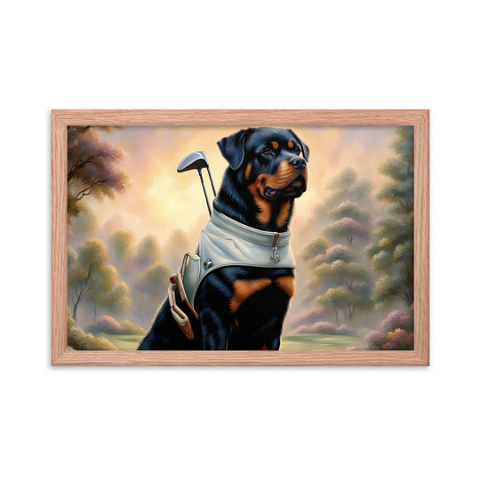 Rottweiler Golfer- Framed poster v3