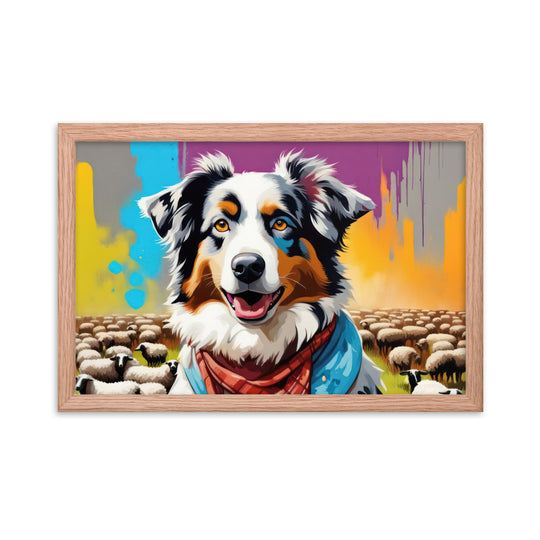 Australian Shepherd- Framed poster v3