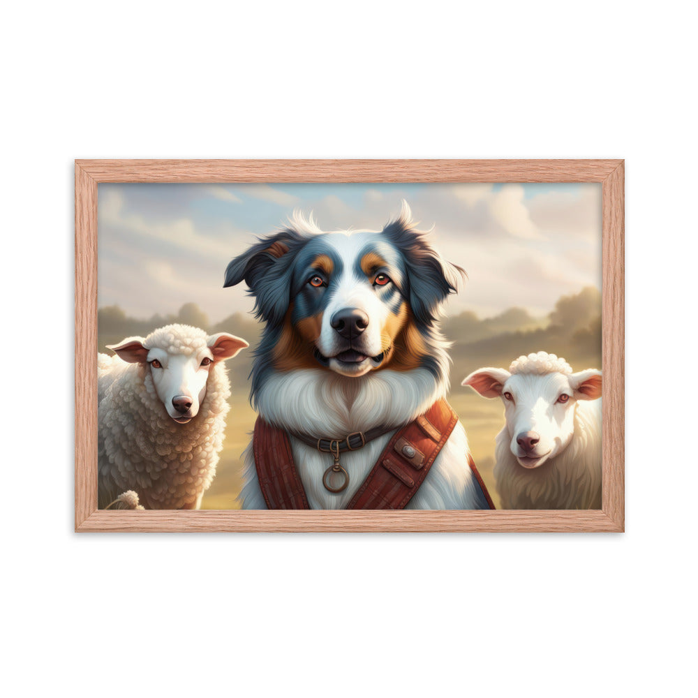 Australian Shepherd- Framed poster v4