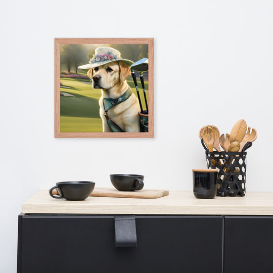 Framed poster-Labrador Retriever Golfer V5