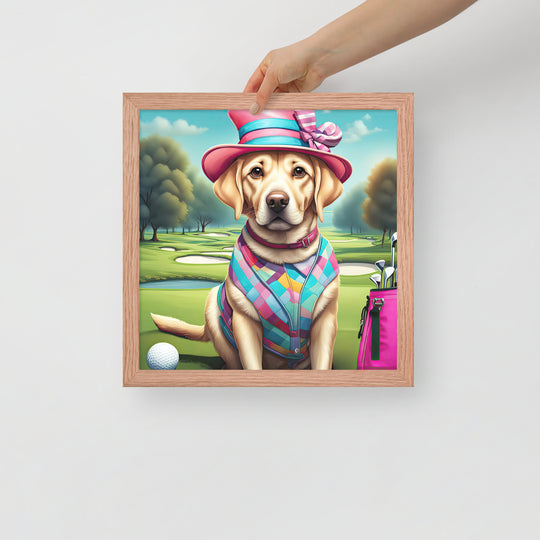 Framed poster-Labrador Retriever Golfer V9