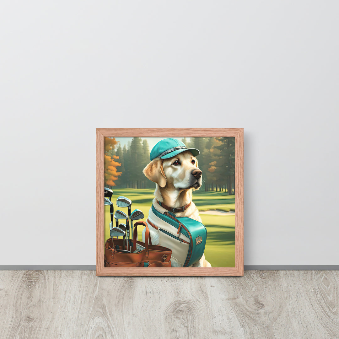 Framed poster-Labrador Retriever Golfer V10