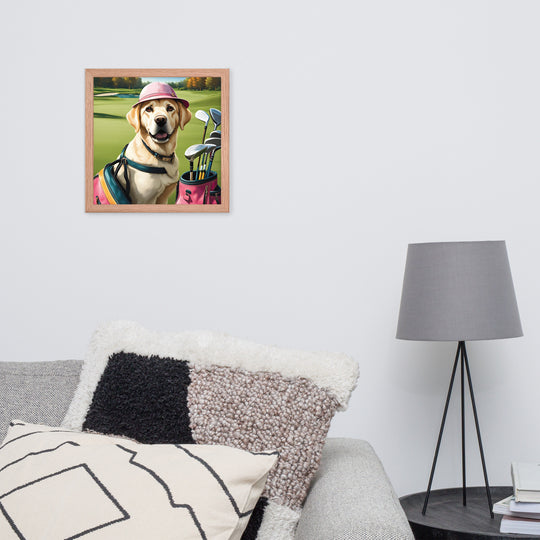 Framed poster-Labrador Retriever Golfer V19