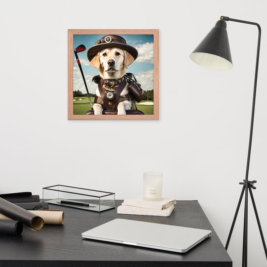 Framed poster-Labrador Retriever Golfer V20