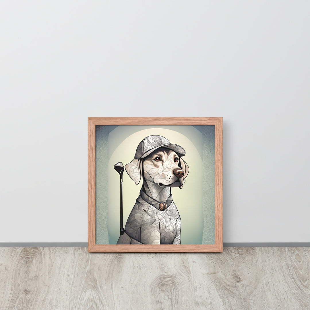 Framed poster-Labrador Retriever Golfer V22