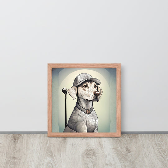 Framed poster-Labrador Retriever Golfer V22