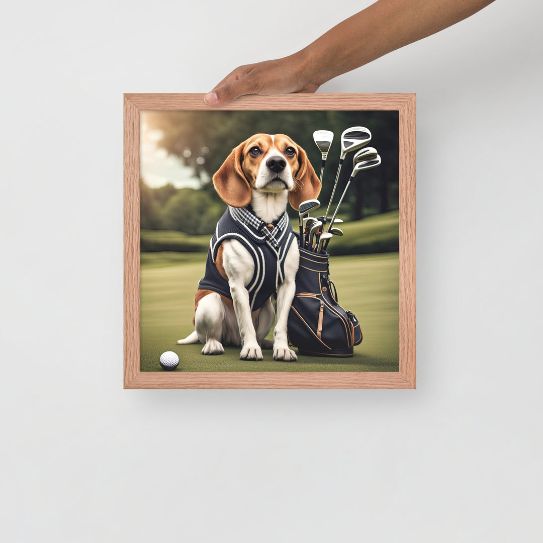 Beagle Golfer- Framed poster