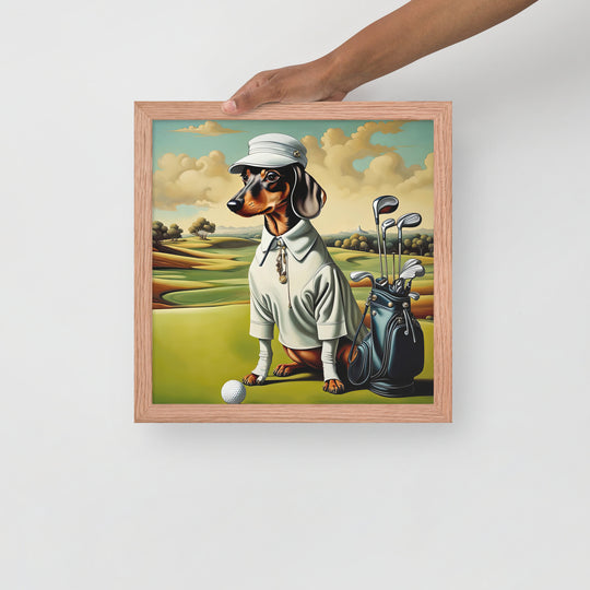 Dachshund Golfer- Framed poster v3