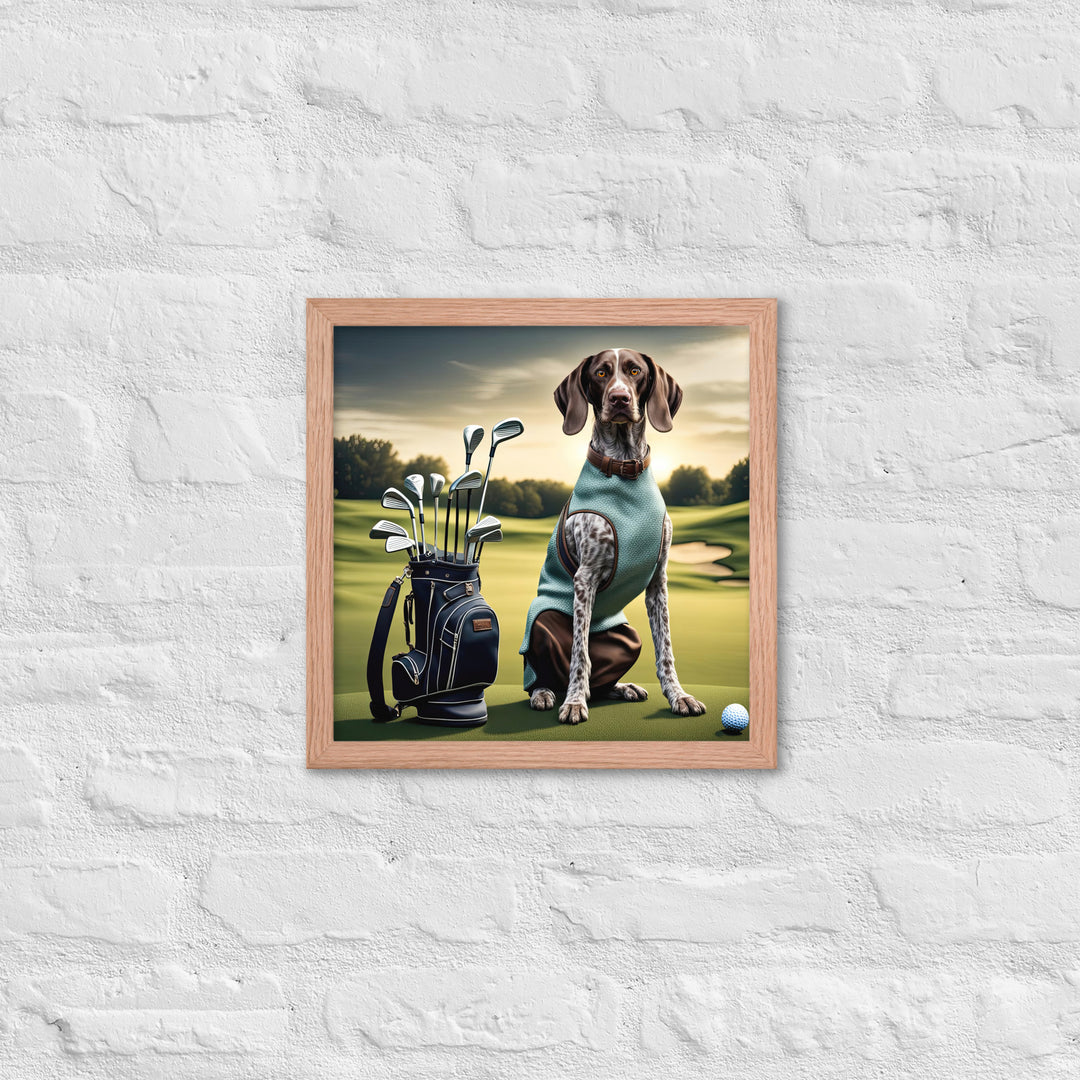 German Shorthaired Pointer Golfer- Framed poster v2