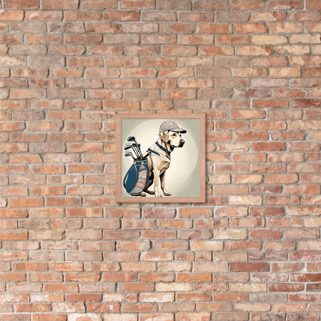 Framed poster-Labrador Retriever Golfer