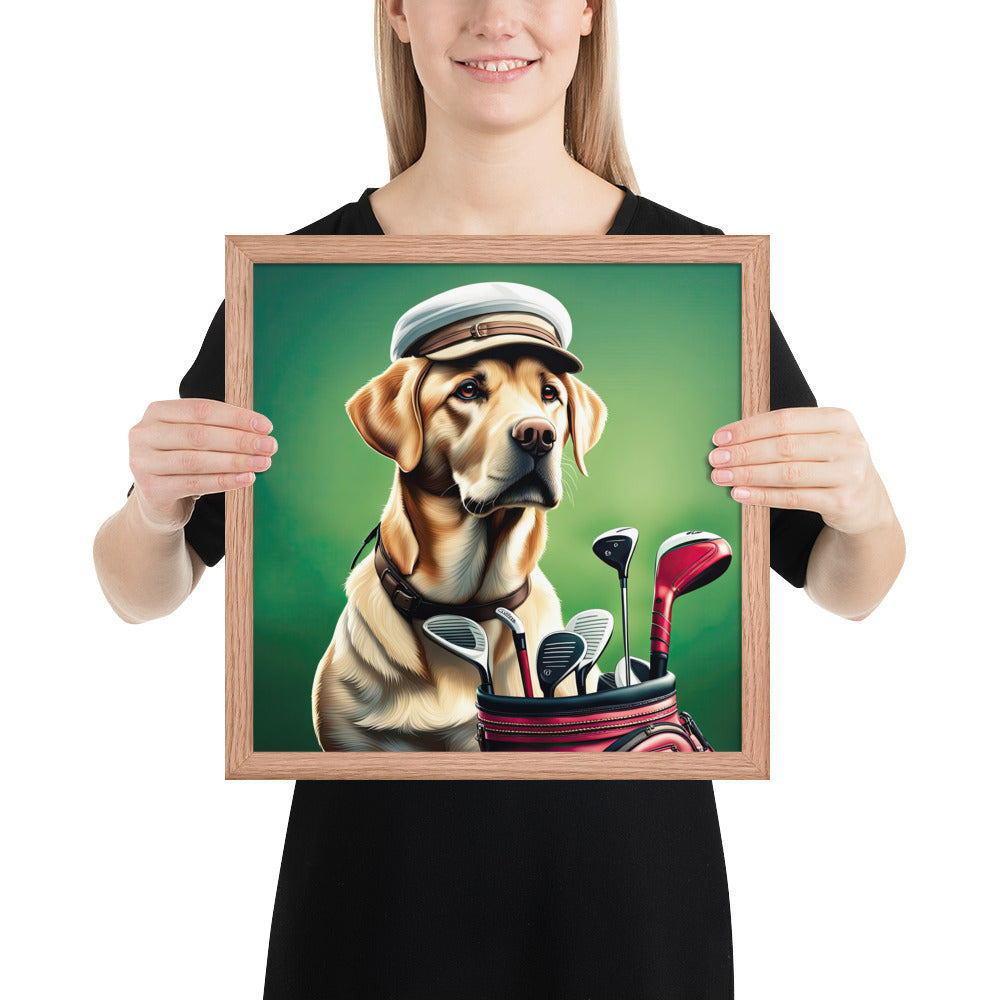 Framed poster-Labrador Retriever Golfer V3