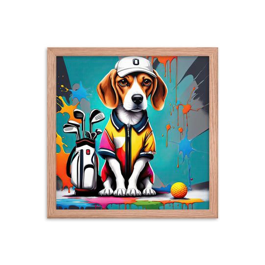 Beagle Golfer- Framed poster v4