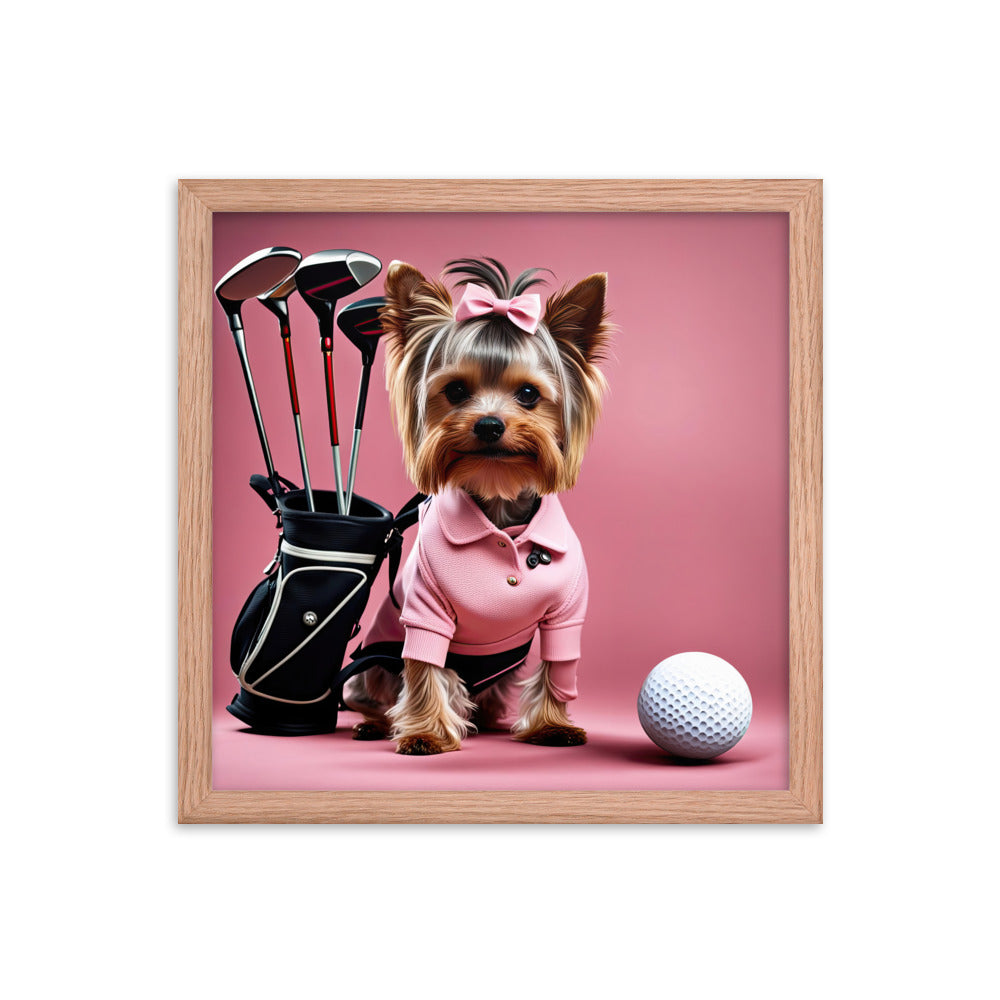 Yorkshire Terrier Golfer- Framed poster