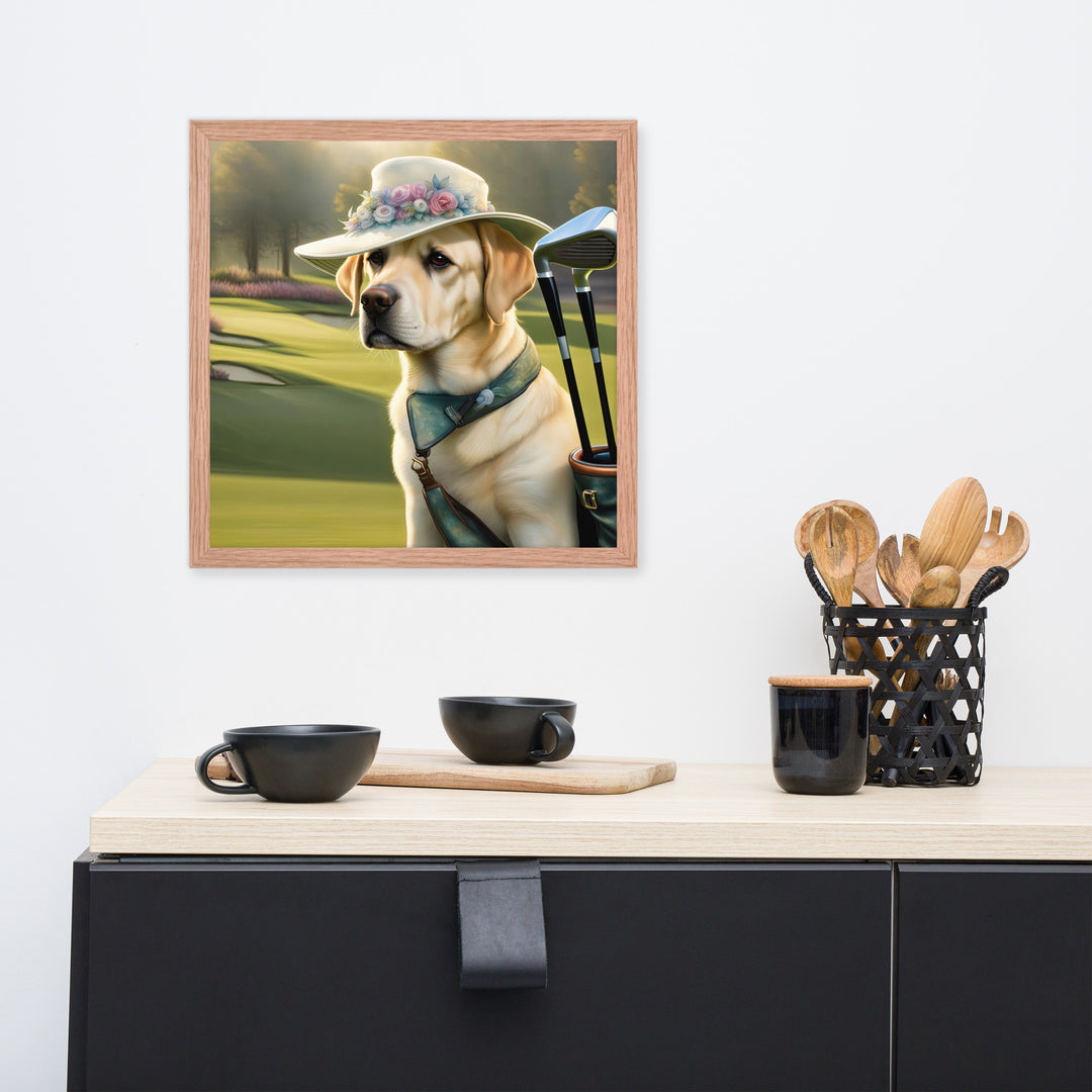 Framed poster-Labrador Retriever Golfer V5