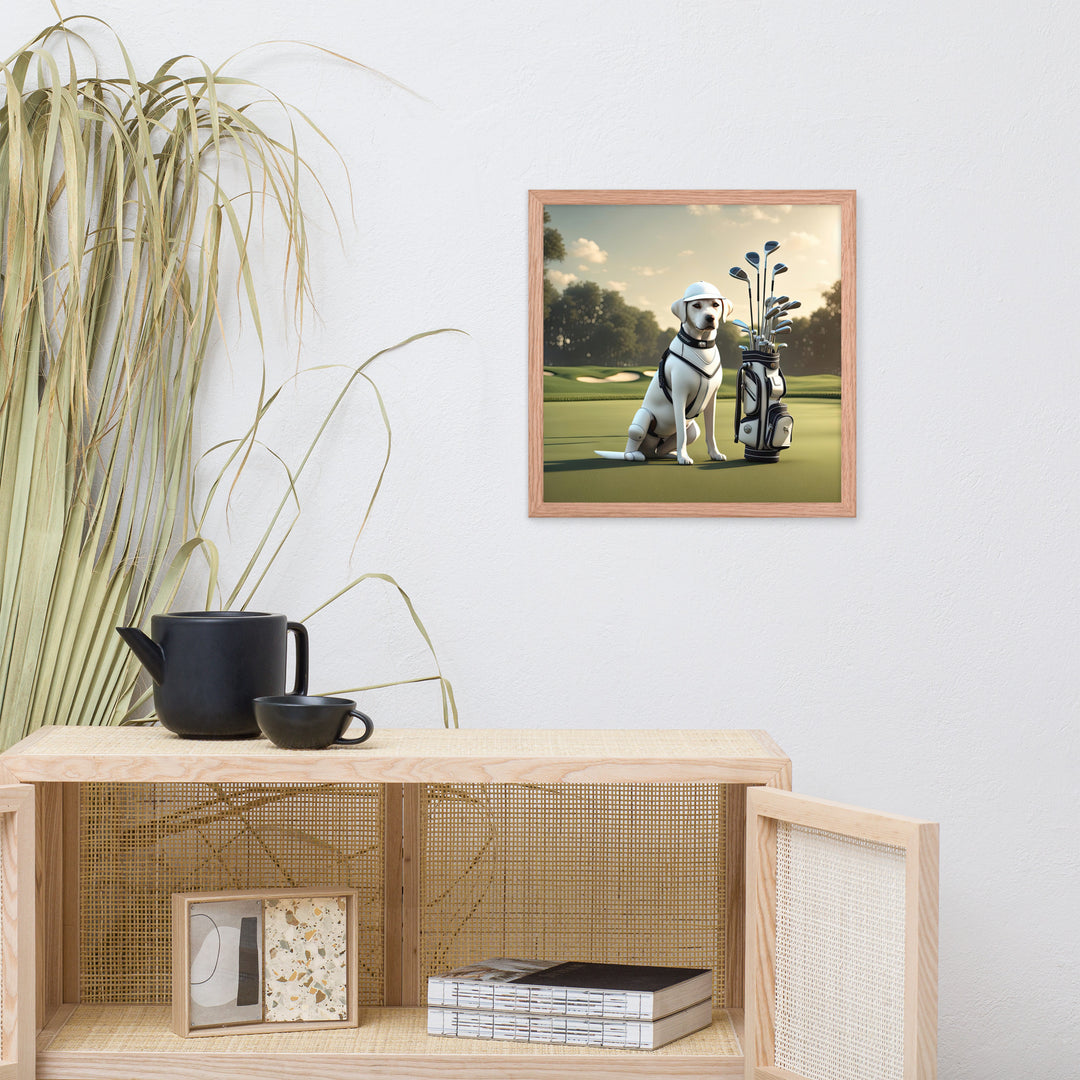 Framed poster-Labrador Retriever Golfer V6