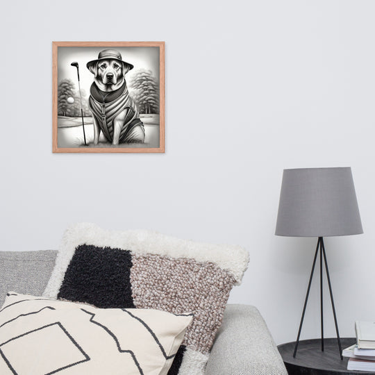 Framed poster-Labrador Retriever Golfer V7