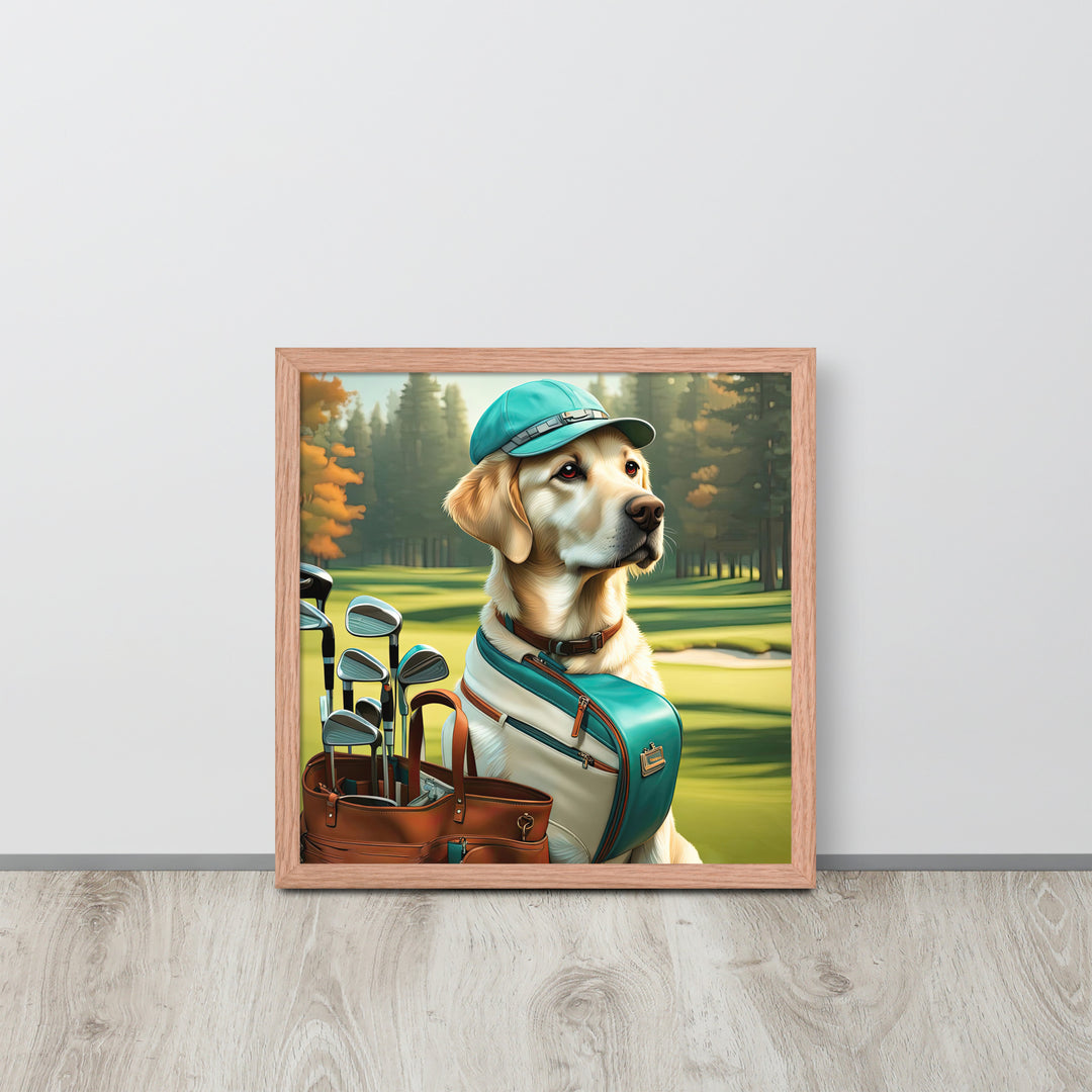 Framed poster-Labrador Retriever Golfer V10