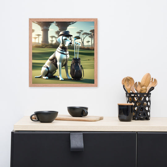 Framed poster-Labrador Retriever Golfer V18