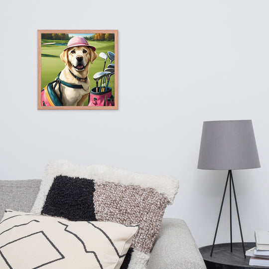 Framed poster-Labrador Retriever Golfer V19