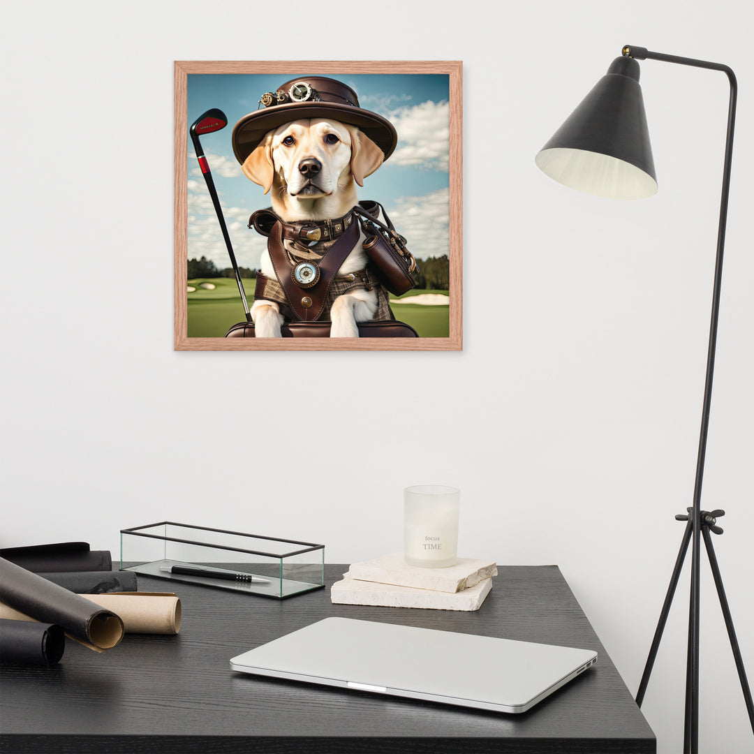 Framed poster-Labrador Retriever Golfer V20