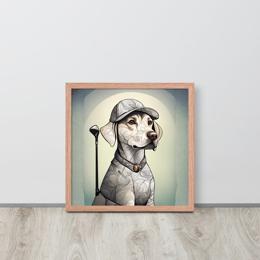 Framed poster-Labrador Retriever Golfer V22