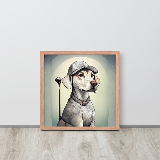 Framed poster-Labrador Retriever Golfer V22