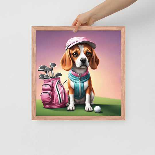 Beagle Golfer- Framed poster v3