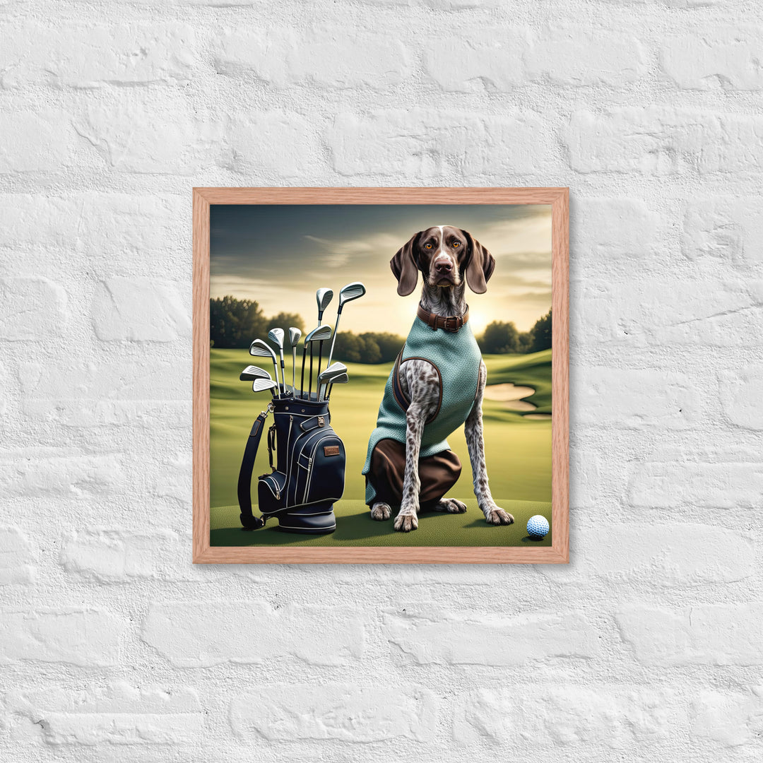 German Shorthaired Pointer Golfer- Framed poster v2