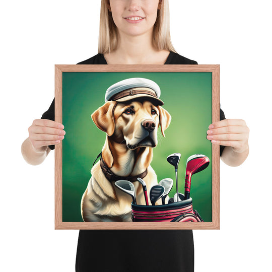 Framed poster-Labrador Retriever Golfer V3