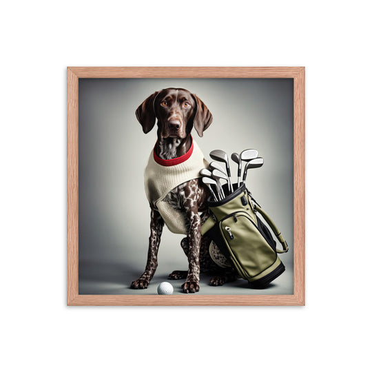 German Shorthaired Pointer Golfer- Framed poster v4