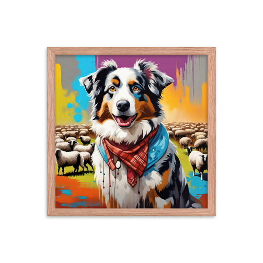 Australian Shepherd- Framed poster v3