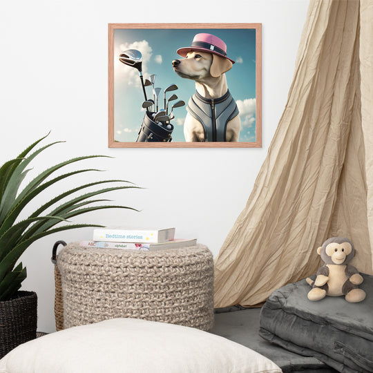 Framed poster-Labrador Retriever Golfer V4