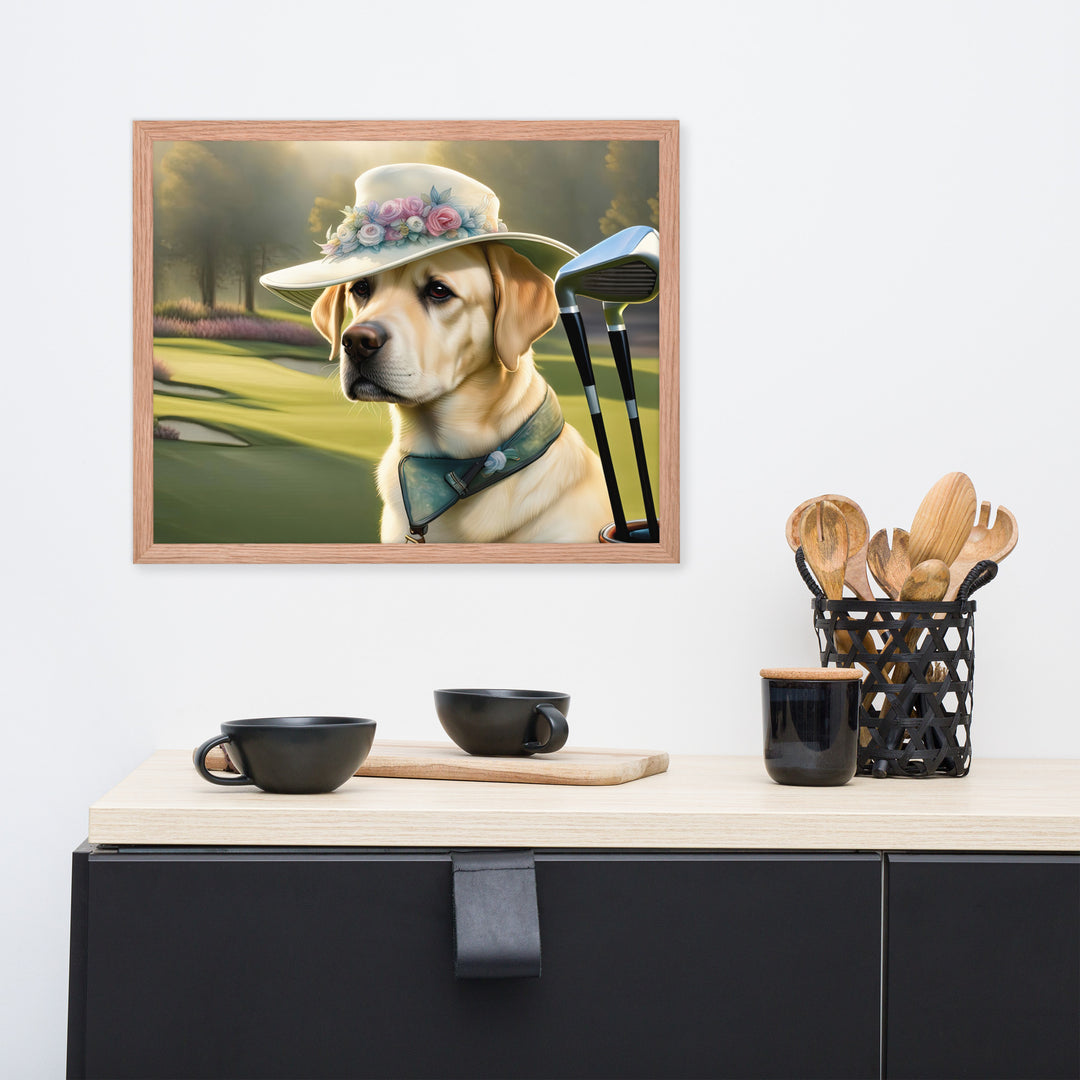 Framed poster-Labrador Retriever Golfer V5