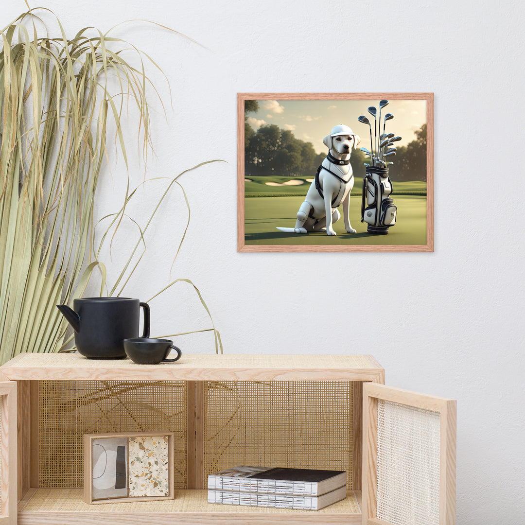 Framed poster-Labrador Retriever Golfer V6