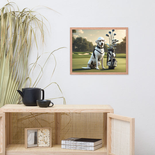 Framed poster-Labrador Retriever Golfer V6