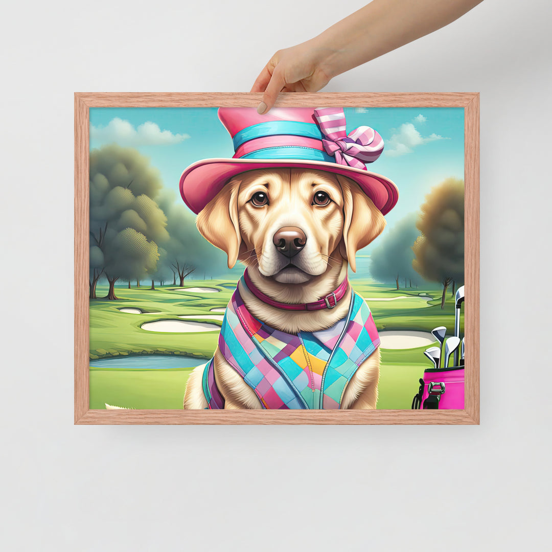 Framed poster-Labrador Retriever Golfer V9