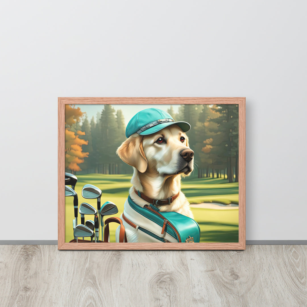 Framed poster-Labrador Retriever Golfer V10