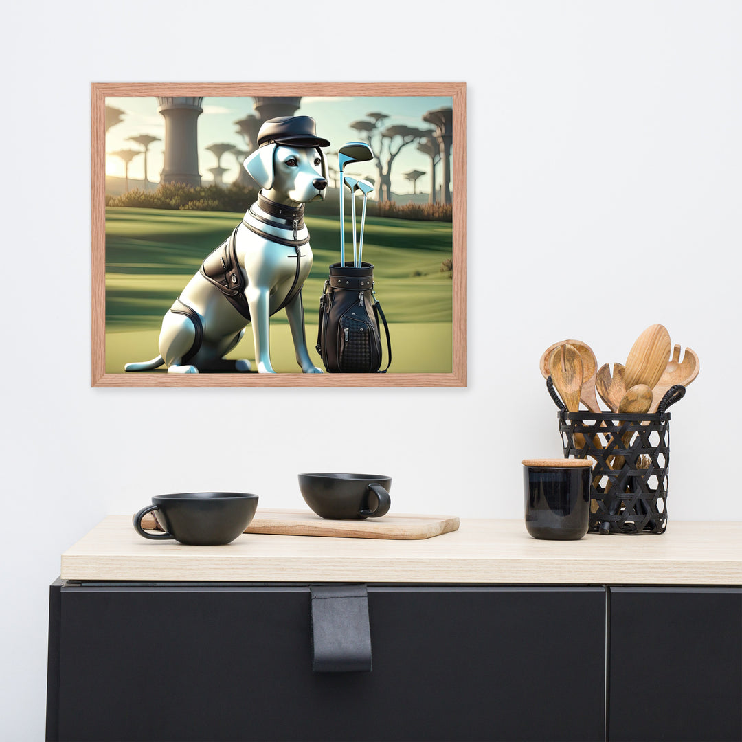 Framed poster-Labrador Retriever Golfer V18