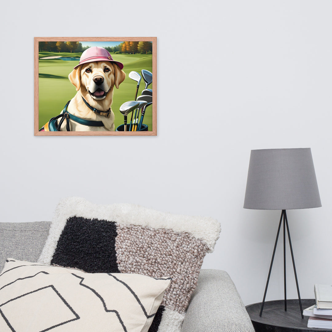 Framed poster-Labrador Retriever Golfer V19