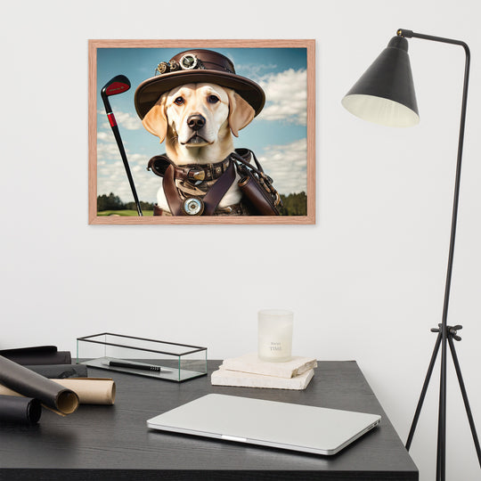 Framed poster-Labrador Retriever Golfer V20