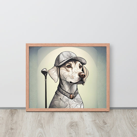 Framed poster-Labrador Retriever Golfer V22